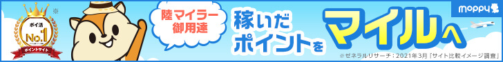 陸マイラーにもおすすめ！ポイントを貯めるならモッピーがおすすめ。